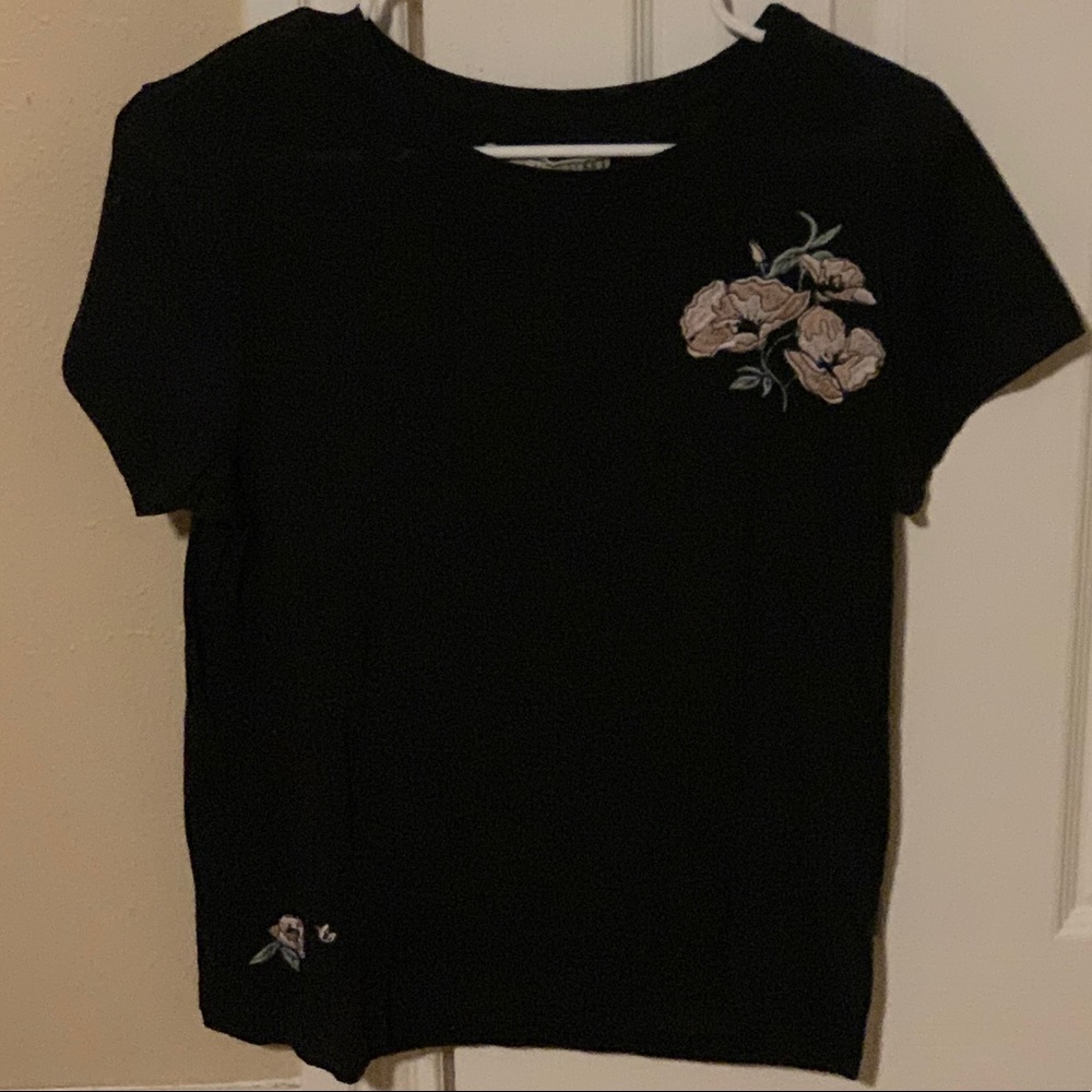 Gray Tee with Flowers